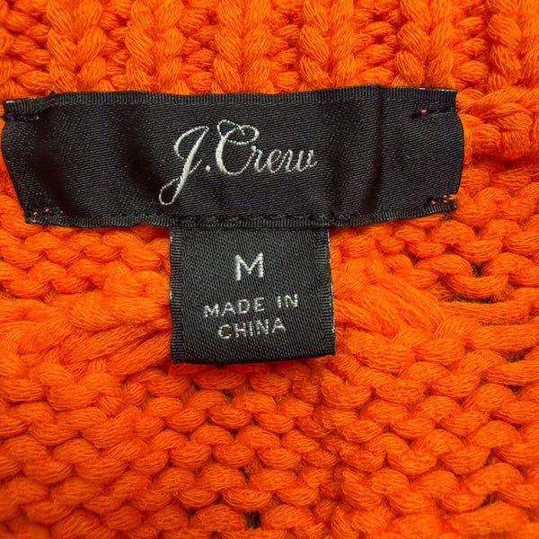 J. Crew Womens Bright Orange Cable Knit Sweater Cozy Lightweight Sz M