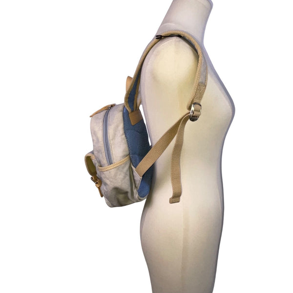 Role Model Women’s Blue & Khaki Canvas & Faux Leather Adjustable Straps Backpack