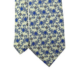 Smithsonian Mens Yellow & Blue 100% Silk Floral Pattern Neck Tie Unique Design