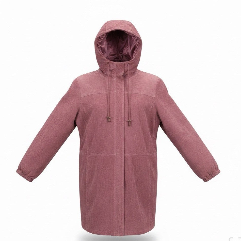 JL Studio Womens Mauve Genuine Leather Hooded Jacket Size 2X