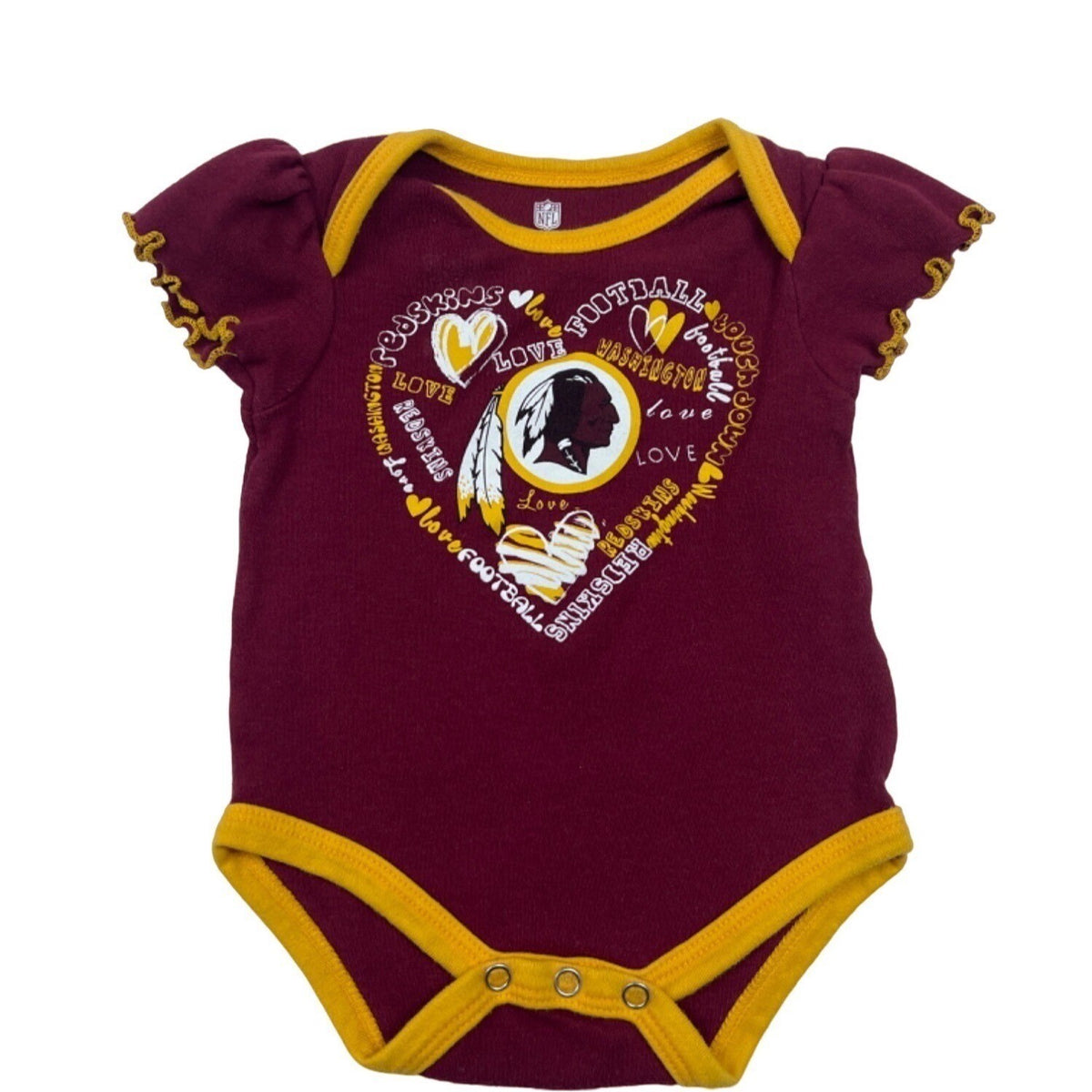 NFL Indians Toddler Girl's Red and White Creeper Set Sz 0-3M - NWT
