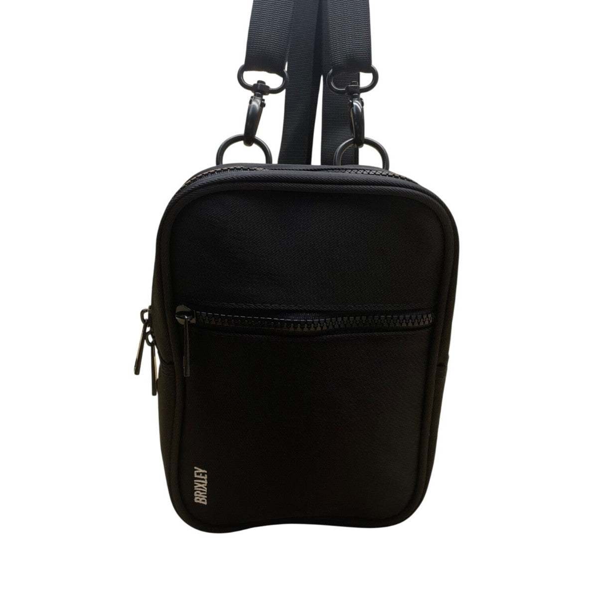 Brixley Unisex Black Nylon Adjustable Strap Multi-Compartment Mini Backpack