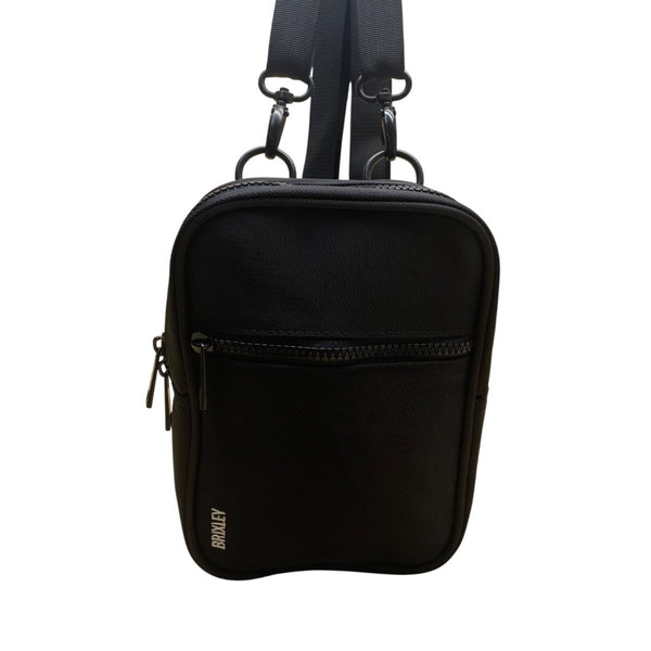 Brixley Unisex Black Nylon Adjustable Strap Multi-Compartment Mini Backpack