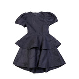 Cq By Cq Womens Black Jacquard Puff Sleeve Tiered Hi-Low Cocktail Dress Size M