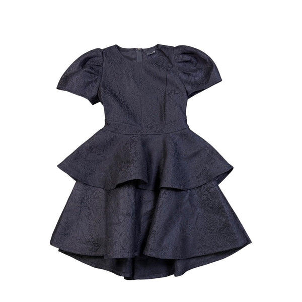 Cq By Cq Womens Black Jacquard Puff Sleeve Tiered Hi-Low Cocktail Dress Size M