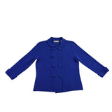 Kate Hill Womens Blue Merino Double-Breasted Sweater Jacket Size S