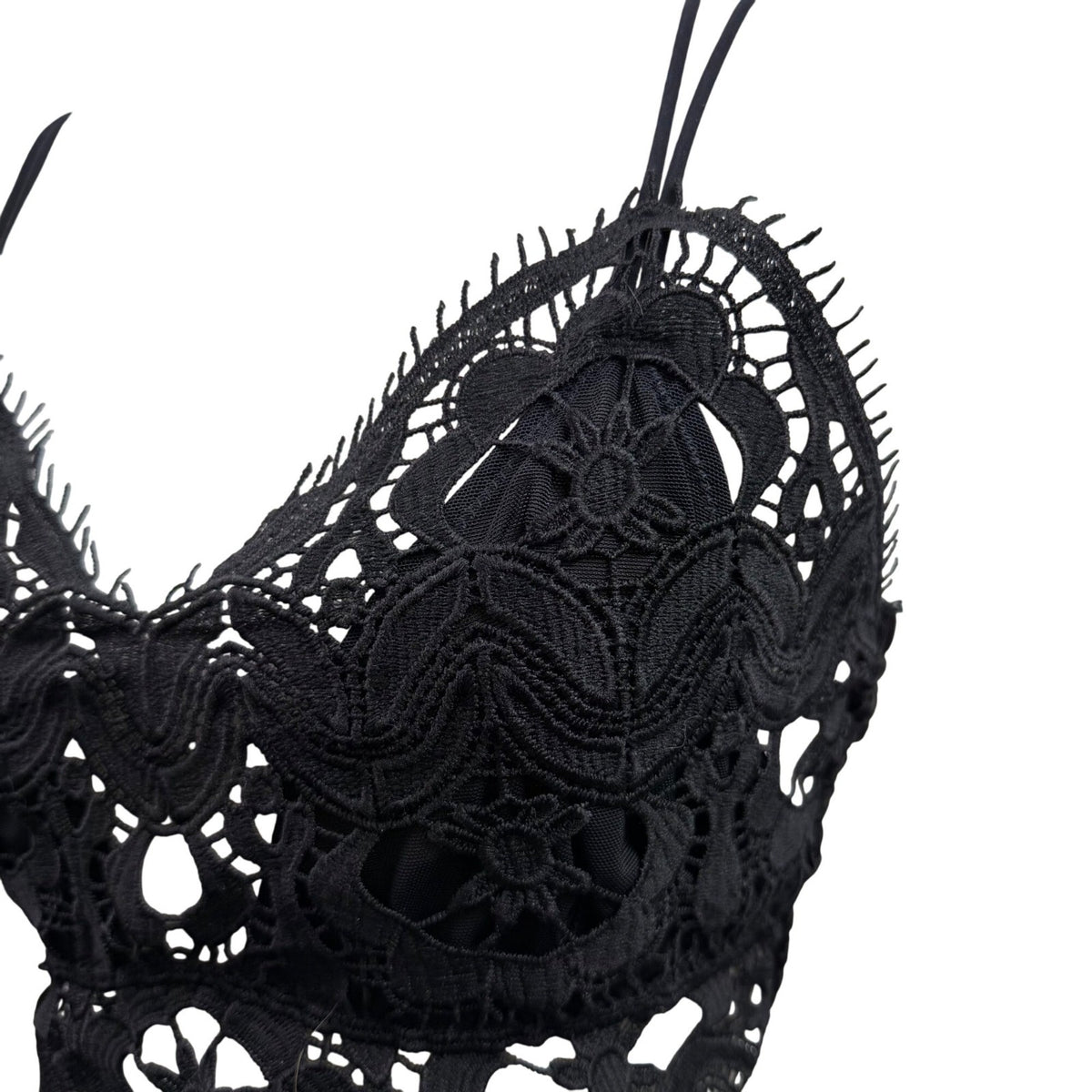 Anthropologie Womens Black Lace Crochet Bralette Top Size M