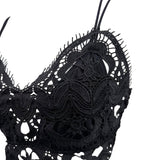 Anthropologie Womens Black Lace Crochet Bralette Top Size M