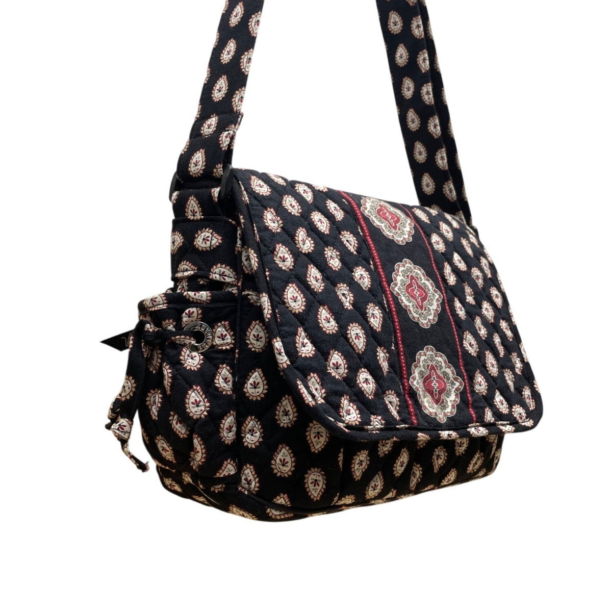Vera Bradley Women’s Black Quilted Paisley Floral  Adjustable Crossbody Bag