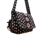 Vera Bradley Women’s Black Quilted Paisley Floral  Adjustable Crossbody Bag