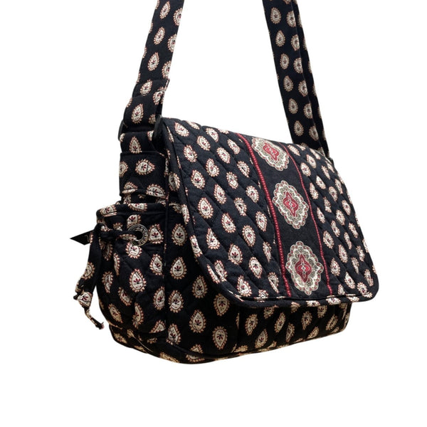 Vera Bradley Women’s Black Quilted Paisley Floral  Adjustable Crossbody Bag