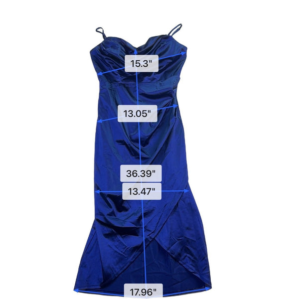 Emerald Sundae Womens Cobalt Stretch Satin Strappy Midi Dress Size L
