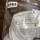 Garnet Hill Womens White/Blue Linen Striped Long Sleeve Shirt Button Front Sz XL