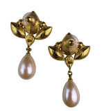 Monet Womens Multicolor Faux Pearl Drop Earrings Gold Tone Crystal Accents