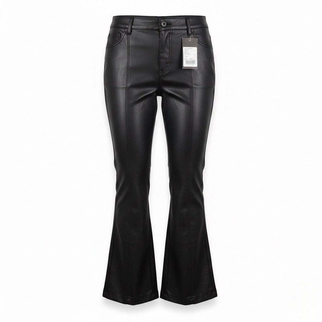Torrid Womens Black Faux Leather High-Rise Pintuck Bootcut Pants Size 18 Regular