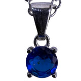 Effy Womens Silver Tone Blue Crystal Pendant Necklace Chain Lobster Clasp