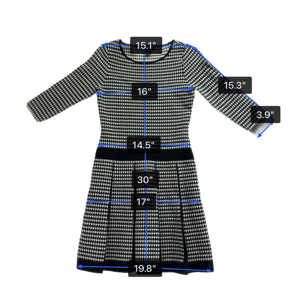Lauren Ralph Lauren Womens Black & White Houndstooth Pleated Dress Sz M