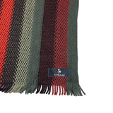 V. Fraas Unisex One Size Dark Green Red and Orange Striped Scarf