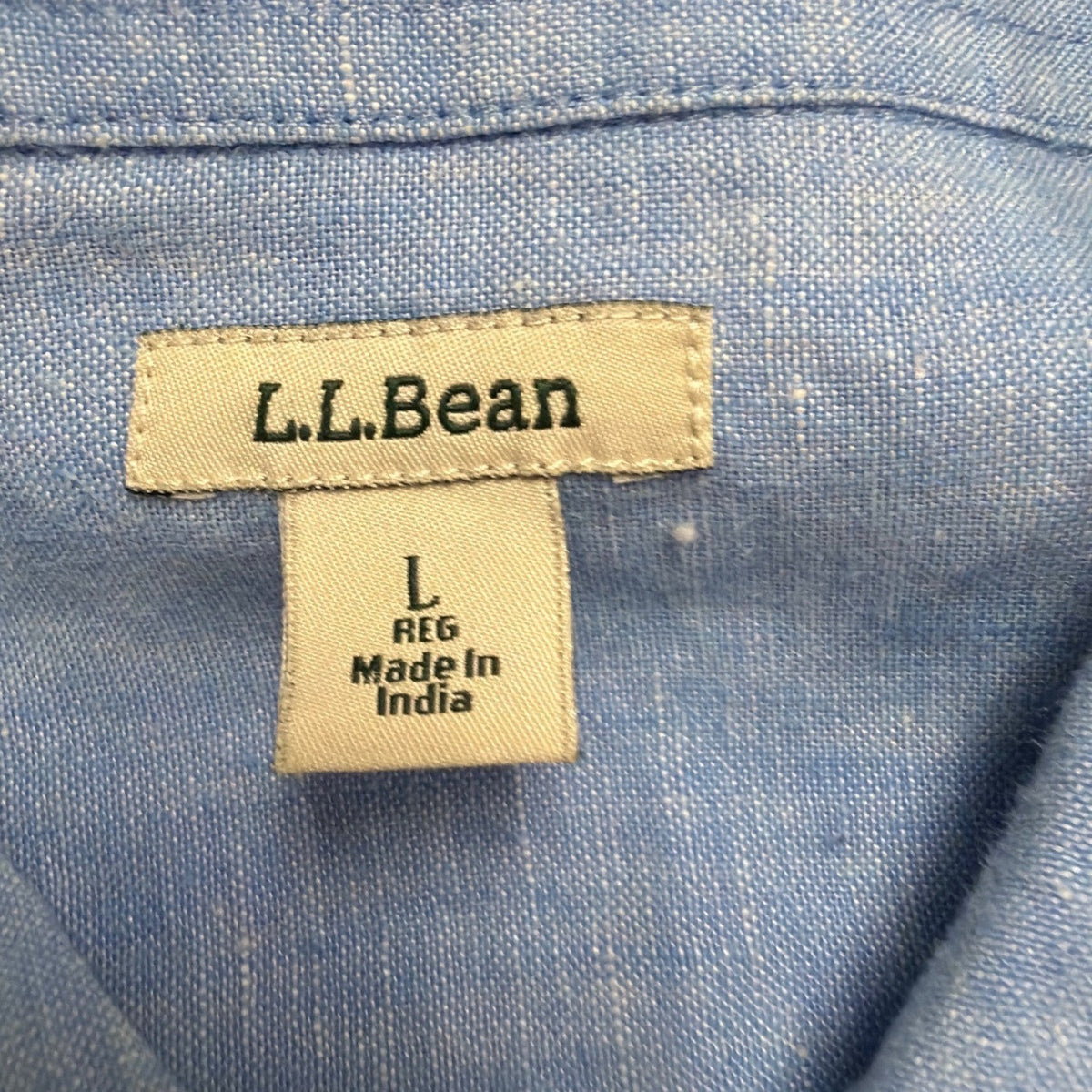 L.L.Bean Womens Blue Linen Button-Up Shirt Long Sleeve Casual Fit Size L