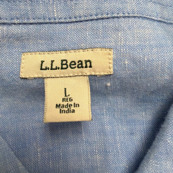 L.L.Bean Womens Blue Linen Button-Up Shirt Long Sleeve Casual Fit Size L