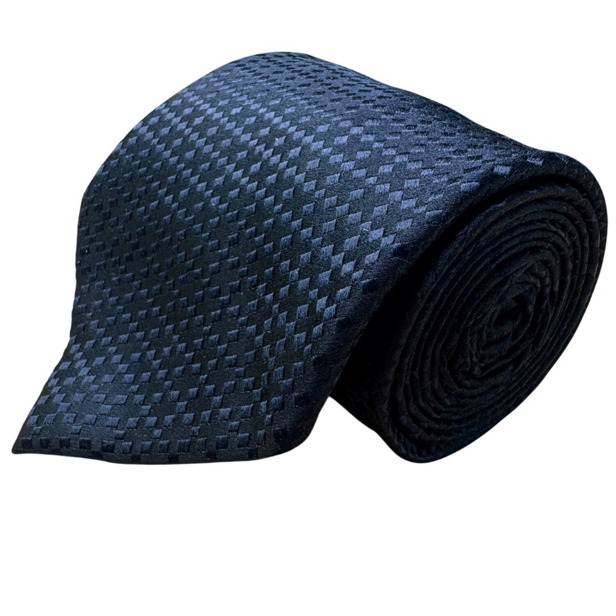 Henry Jacobson Mens Black 100% Silk Checkered Pattern Tie Elegant Neckwear