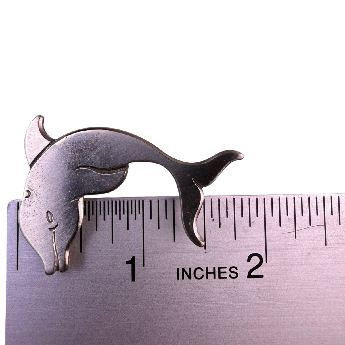 Metallic Dolphin Shaped Earrings Silver Tone Stainless Post Lightweight Design