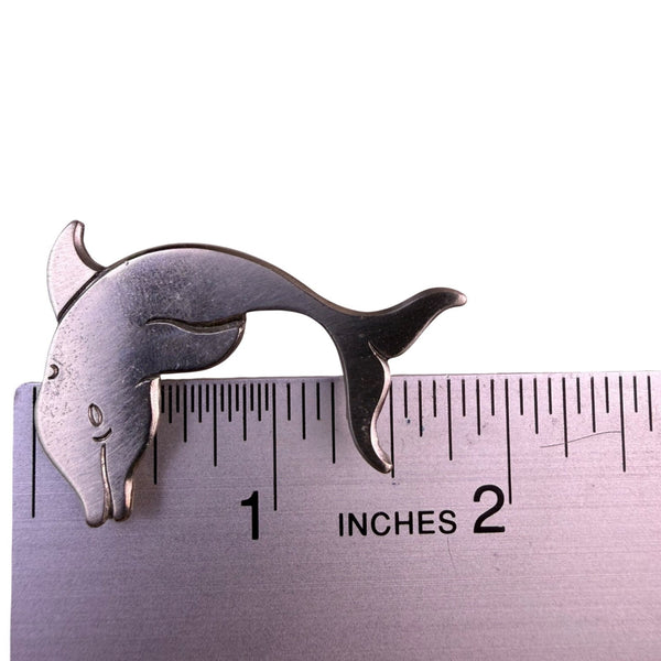 Metallic Dolphin Shaped Earrings Silver Tone Stainless Post Lightweight Design