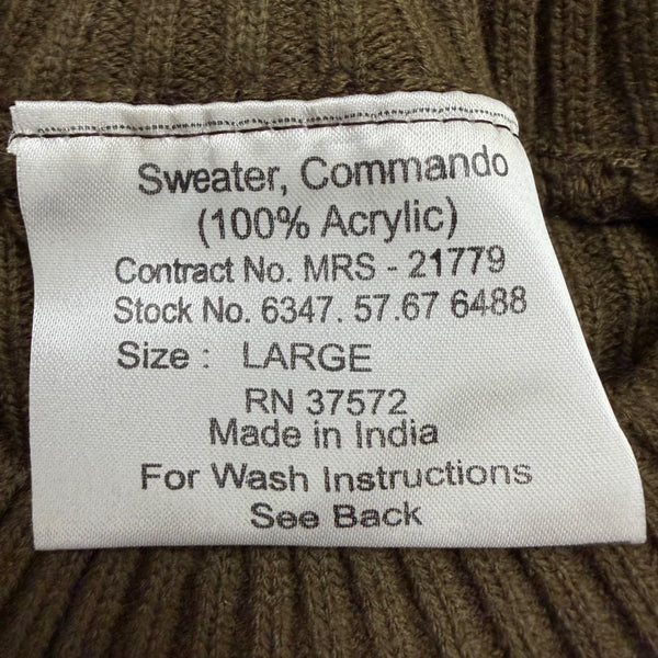 Rothco Mens Earth Brown Commando Sweater Ribbed Knit Durable Size L