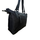 Roots 73 Women’s Black Nylon & Faux Leather With Front Zipper Pocket Tote Bag