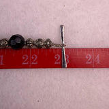 Assembled Stone Black & Red Beaded Necklace Semi-Precious Stones Silver Toggle