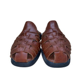 Aerosoles Women’s Brown Leather Open Toe Woven Slip-On Sandals Size 10B