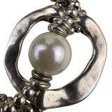 Uno De 50 Womens Silver Tone & Leather Beaded Faux Pearl Bracelet