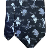 Disney Men Black Polyester Winnie The Pooh & Friends Pattern Novelty Tie