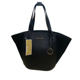 Michael Kors Women’s Black Leather With Logo Accents Portia Small Tote Bag