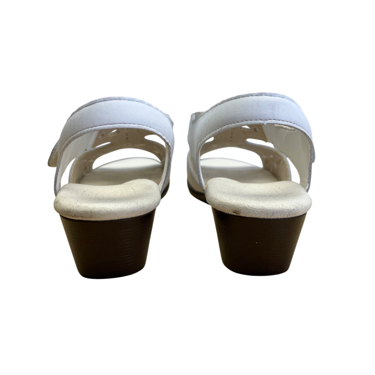 SAS Women’s Sunburst White Leather Adjustable Strap Open-Toe Sandals Size 7N