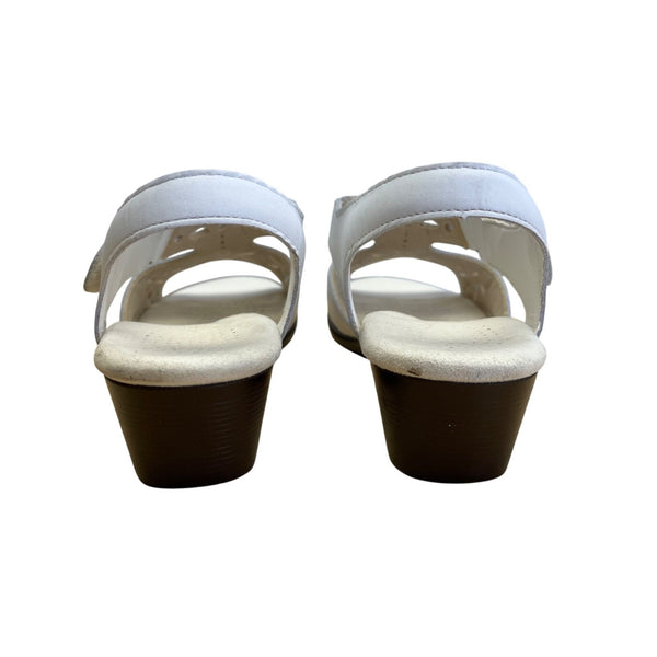 SAS Women’s Sunburst White Leather Adjustable Strap Open-Toe Sandals Size 7N