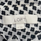 Ann Taylor Loft Womens White & Black Blouse Long Sleeve Floral Print Size XS