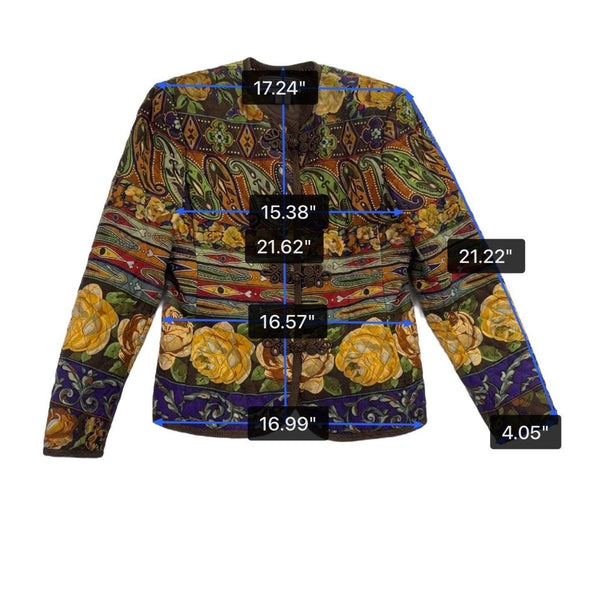Carlisle Women’s Multicolor Paisley Floral Quilted  Jacket Elegant Design Sz 8