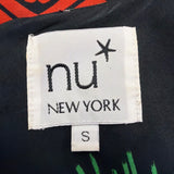 Nu New York Womens Black & Green Floral V-Neck Tie-Waist Dress Size S