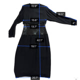 Vintage Mignon Womens Black Sequin Cinched Waist Long Sleeve Dress M