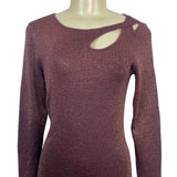 ELIE TAHARI Burgundy Long Sleeve Bodycon Midi Dress W/ Cutout Detail Sz L - New