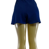 Zara Blue Elastic Waist Cotton Shorts Womens Size L New