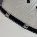 Lone Star White Western Cowboy Hat With Black Band & Silver Accents