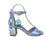 Paul Green Women’s Silver Leather PFI Ankle Strap Block Heel Sandals Size 3