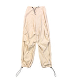 Ader Women Beige Cargo Pants With Adjustable Drawstring Waist & Cuffs Size S