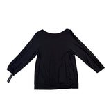 Alfani Women’s Black Pleated Scoop Neck Top Wit 3/4 Sleeves Size L