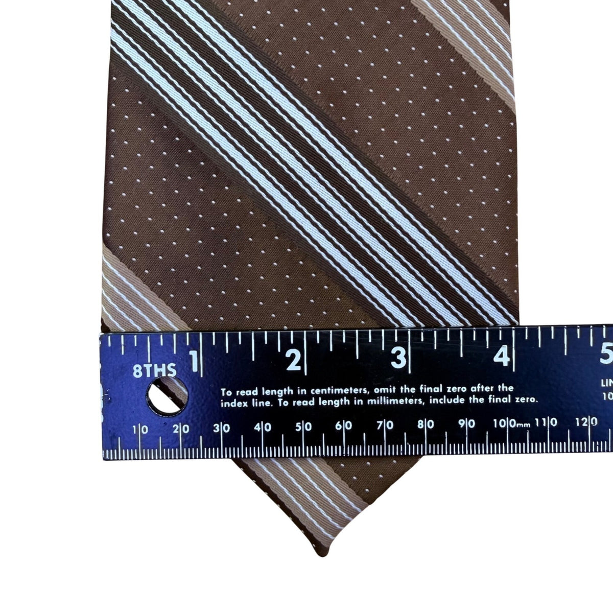 Golden Creation Mens Brown Striped & Polka Dot Tie Classic Design 