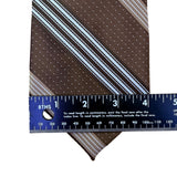 Golden Creation Mens Brown Striped & Polka Dot Tie Classic Design 