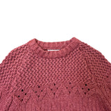 Evan Jrs. Womens Burgundy Cable Knit Sweater Cozy Pullover Winter Size M
