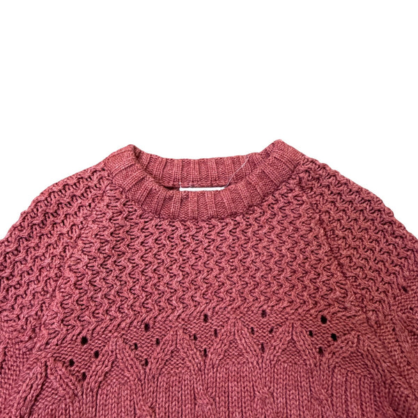 Evan Jrs. Womens Burgundy Cable Knit Sweater Cozy Pullover Winter Size M
